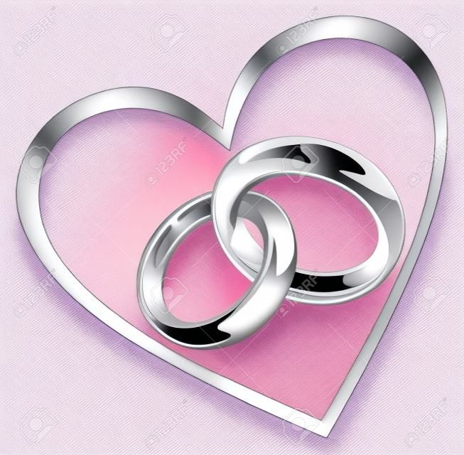 Bruiloft ring in hart vector illustratie geïsoleerd op witte achtergrond 10