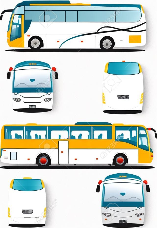 두 개의 시내 버스. 관광 코치. 디자이너를위한 그림