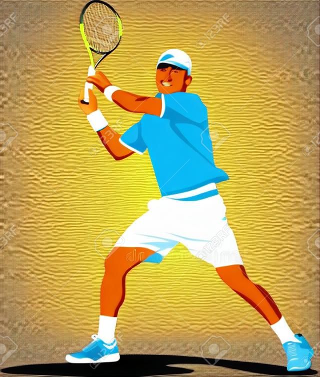 Tennisspeler. Gekleurde Vector illustratie