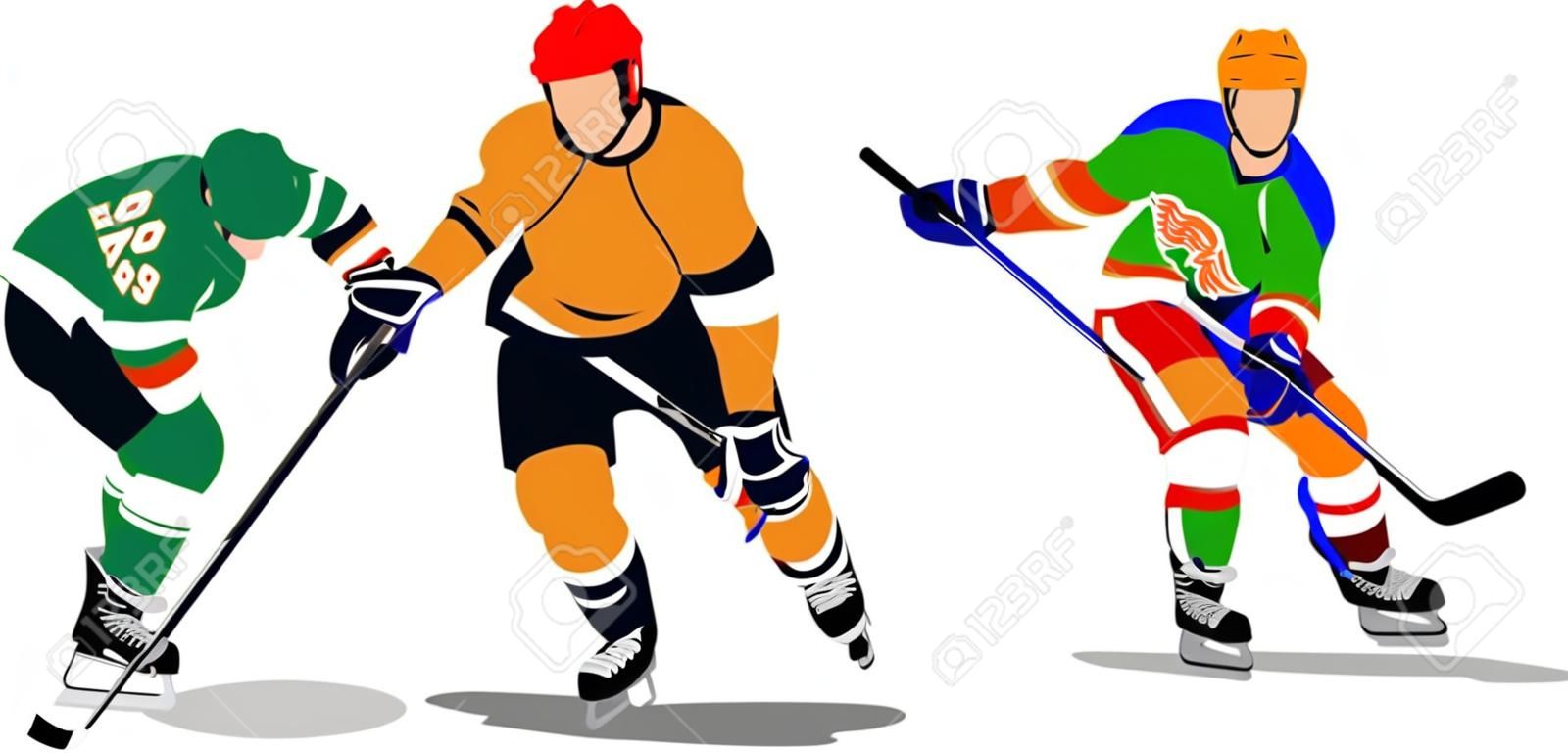 Eishockey-Spieler. Farbige Vector illustration für Designer