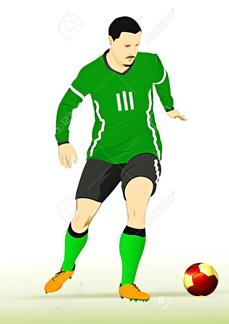 Jugador de fútbol. fútbol. ilustración 3d de color vectorial