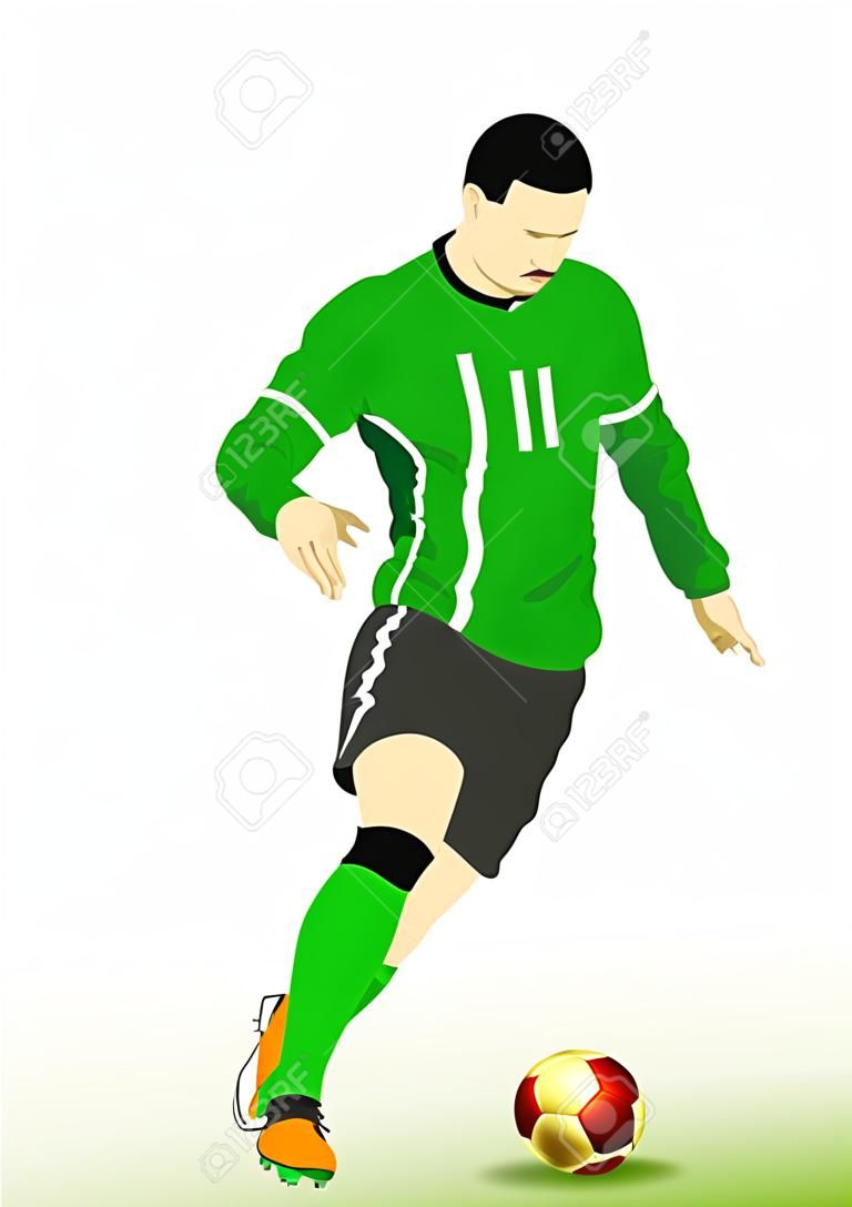 Jugador de fútbol. fútbol. ilustración 3d de color vectorial