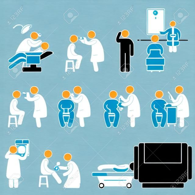 Gesundheit Medizinische Body Check Up Untersuchung Test-Icon Symbol-Zeichen Piktogramm
