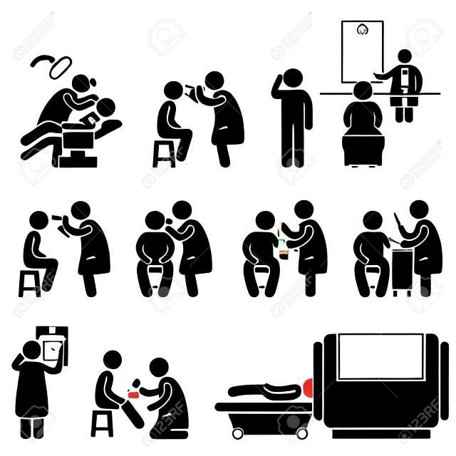 Salute Body Medical Check Up prova d'esame Icon Pittogramma Symbol Sign