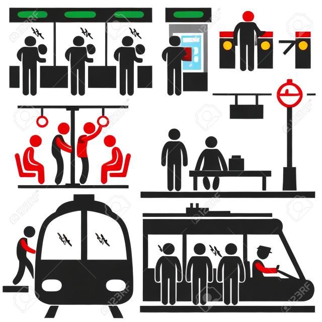 Пригородный поезд станции метро человек люди Пассажиры Придерживайтесь Иконка Рисунок пиктограммы