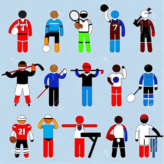 Sportswear Sports Attire Kleidung Bekleidung Spieler Athlete Wear Shirts Stick Figure Piktogramm Icon