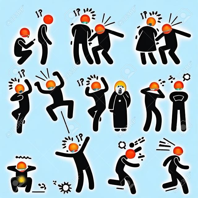 Funny People Prank Playful Actions Stick Figure Pictogram Icons