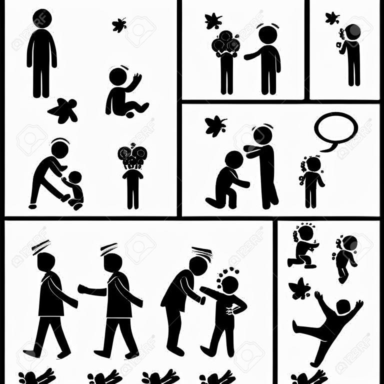 How to Handle Kid Child Tantrum Outburst Stick Figure Pictogram Icons
