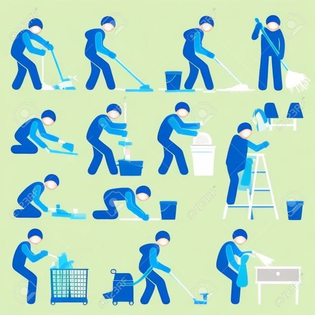 Cleaner Cleaning and Washing House Pictogram