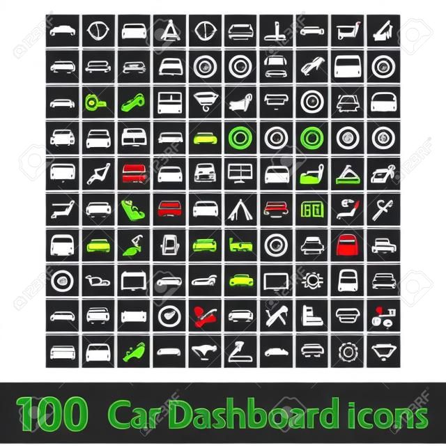 100 Car Dashboard Иконки векторные иллюстрации