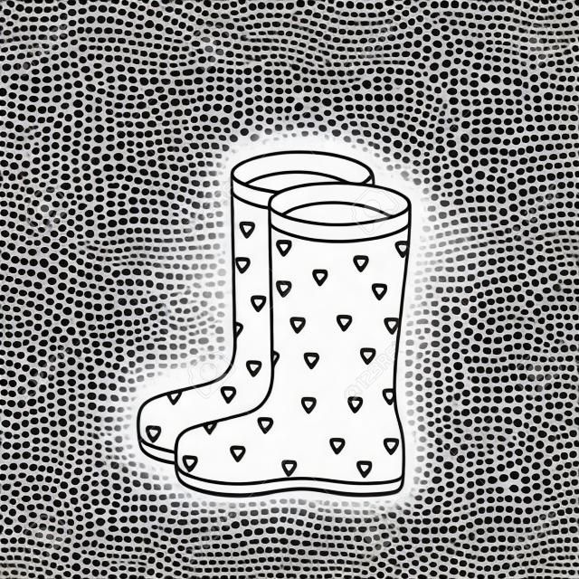 rubber boots black outline white background