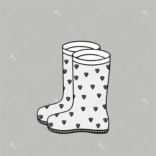 rubber boots black outline white background