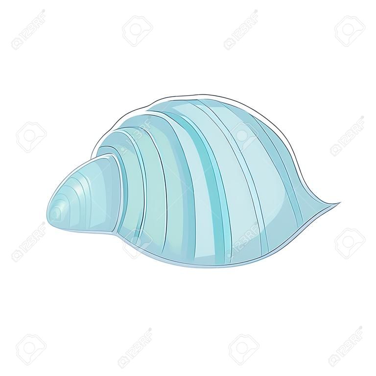 Color isolated seashell, isolated vector illustration in cartoon style.