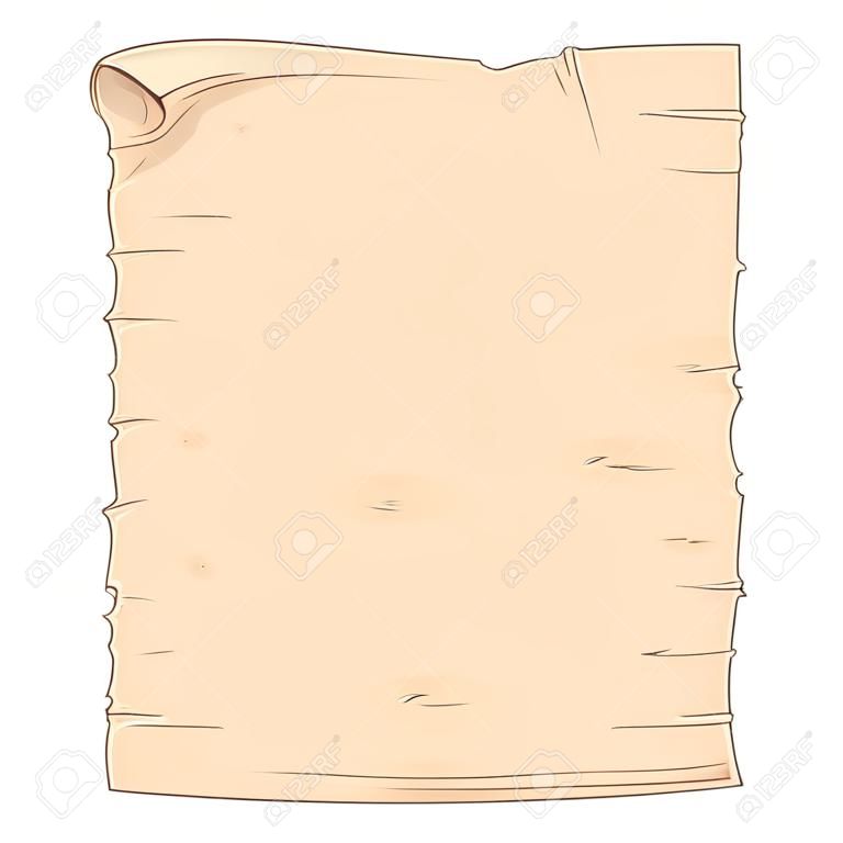 Parchment old paper sheet vector illustration isolated on white background