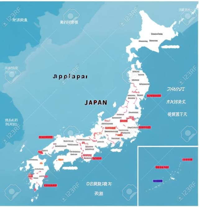 mapa administrativo do Japão