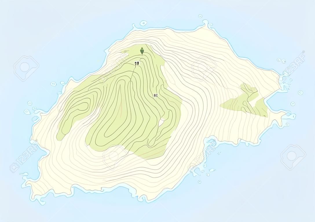 Topografische kaart van een fictief eiland