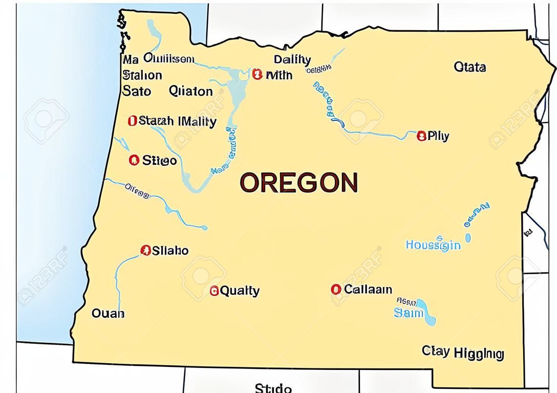 Oregon simple mapa del estado