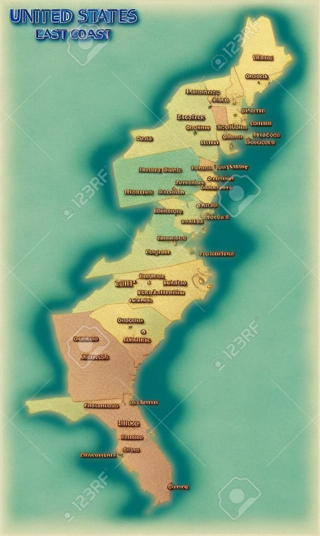 united states east coast map,