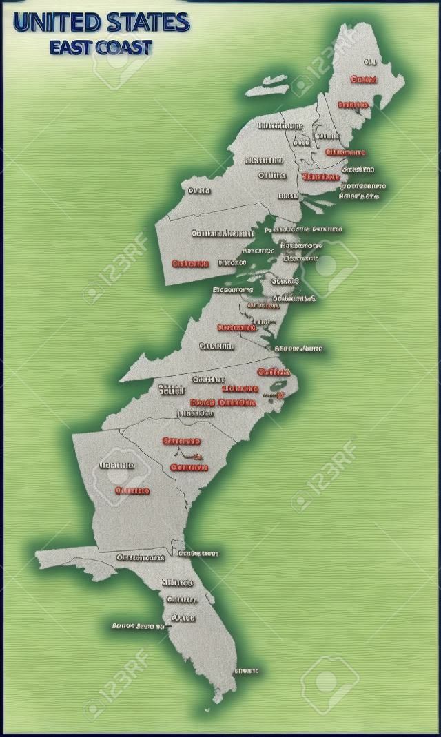 アメリカ合衆国東海岸の地図
