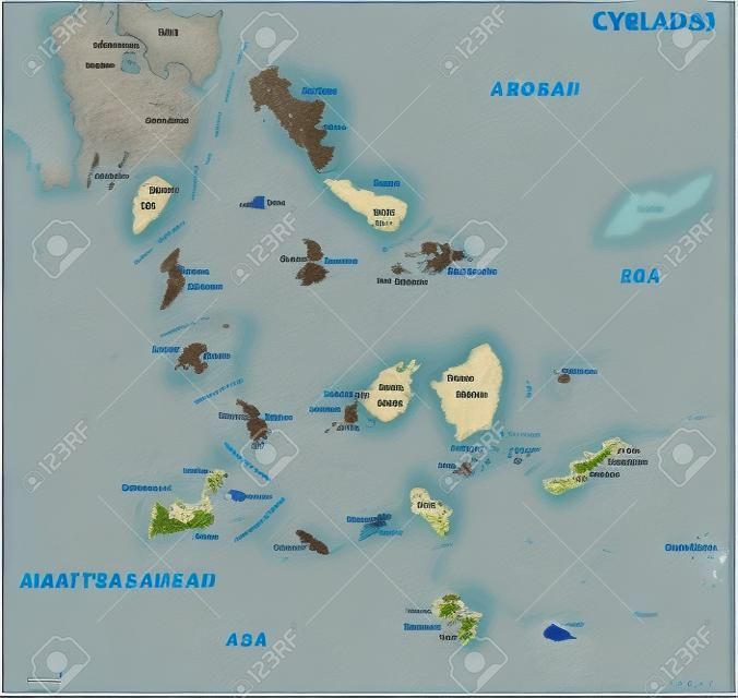 그리스 cyclades 아이슬란드 그룹의지도