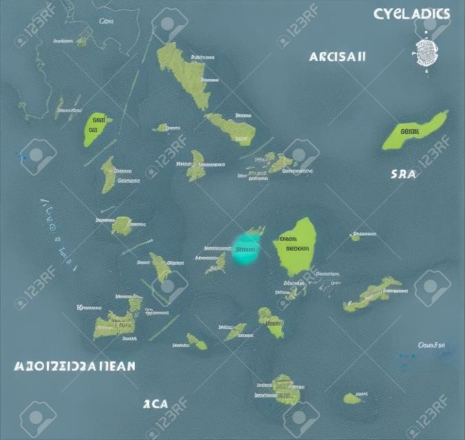 carte du cyclades grec groupe Islande
