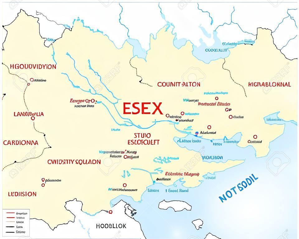 郡の essex、イギリスの地図