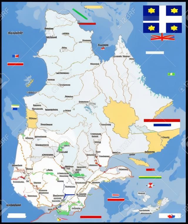 Province quebec road vector map with flag