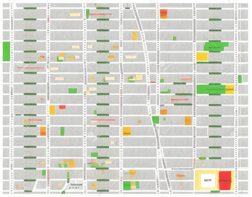 new york city, theater district, midtown manhattan vector map.