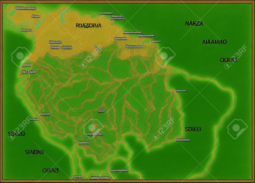 Vectorkaart van het stroomgebied van de Amazonerivier