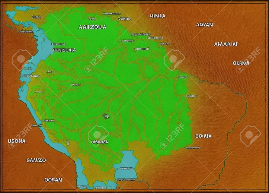 Mapa wektorowa dorzecza Amazonki