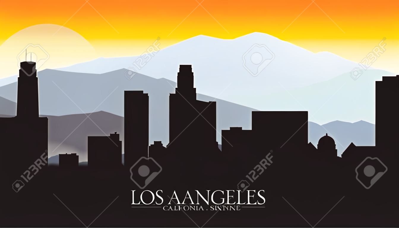 산과 문자가 있는 로스앤젤레스 캘리포니아 스카이라인