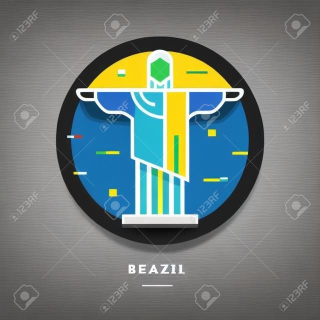 Brasil, banner de línea delgada de diseño plano, uso para boletines de correo electrónico, banners web, encabezados, publicaciones de blog, impresión y más