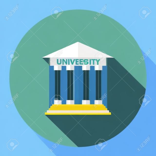 Flat design style illustration concept for University building education icon with long shadow.