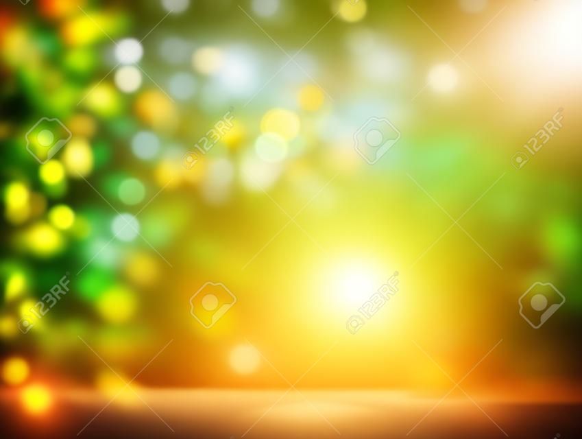 Natural blurred background with bokeh and sun light.
