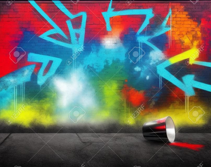 Graffiti muur met frame en pijlen, straat kunst achtergrond