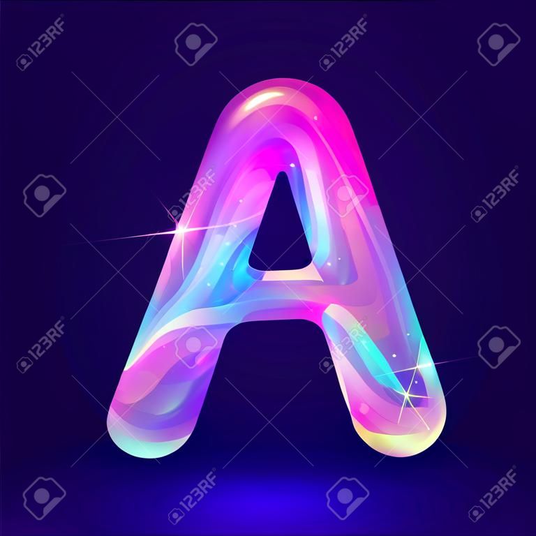 全息宇宙效应字母字母A矢量插图现代3D幻想人物