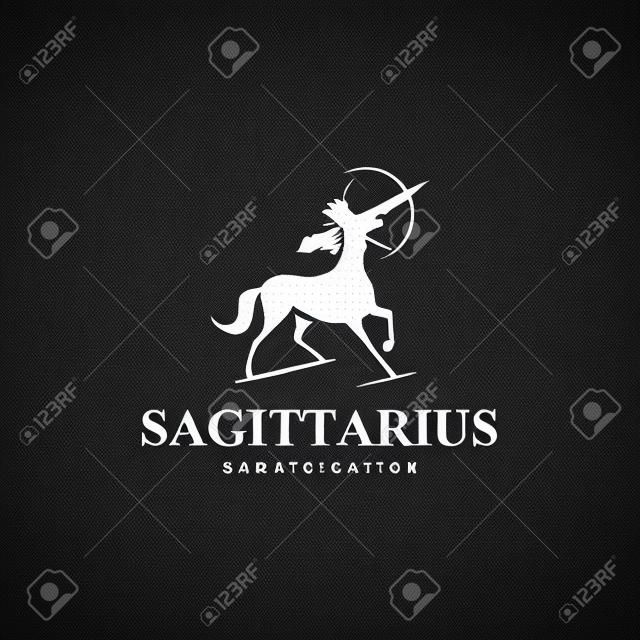Modèle de conception de logo du zodiaque vectoriel Sagittaire gras simple noir et idée de conception d'icône