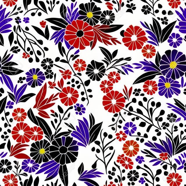 Soyut çiçek seamless pattern. Renkli vector background