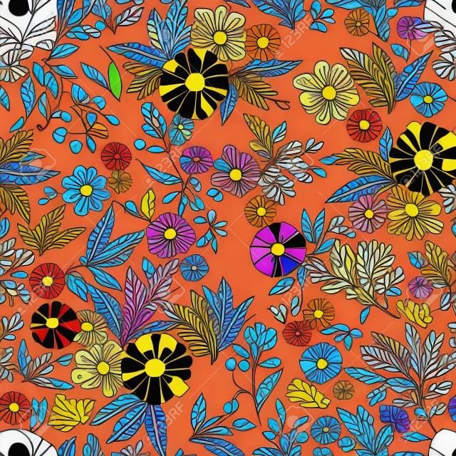 Soyut çiçek seamless pattern. Renkli vector background