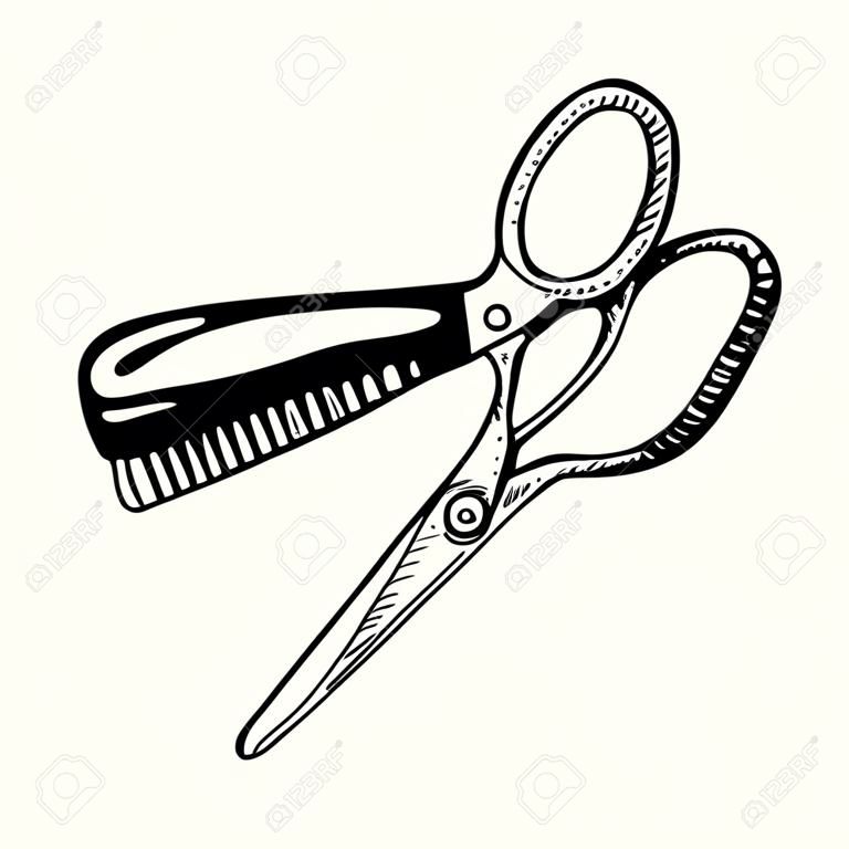 Doodle hair stylist stile o forbici barbiere e illustrazione pettine adatto per il web, stampa, o l'uso pubblicitario.