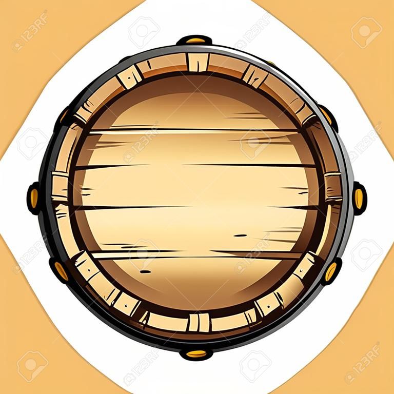 Old wooden barrel for alcohol. Vector illustration on white background.