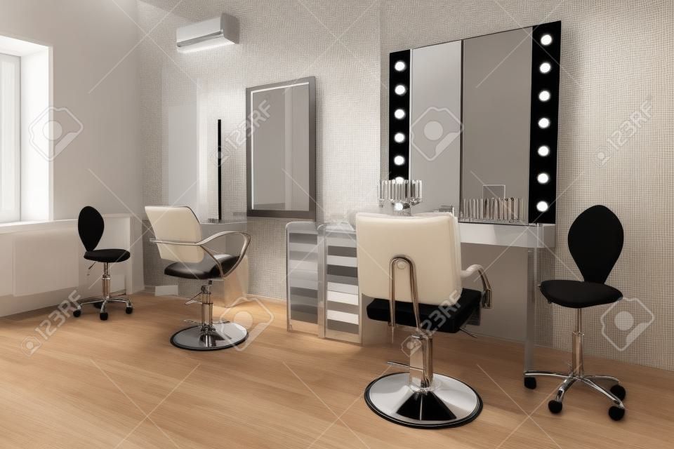 Cabinet make-up artist and hairdresser. Modern design.