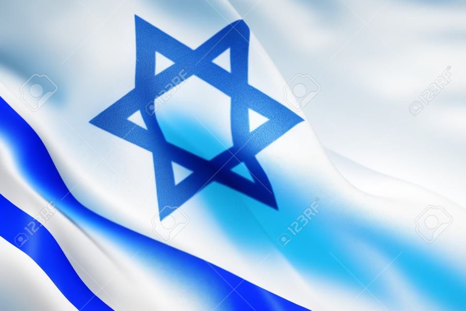 close up of national flag of israel isolated on white