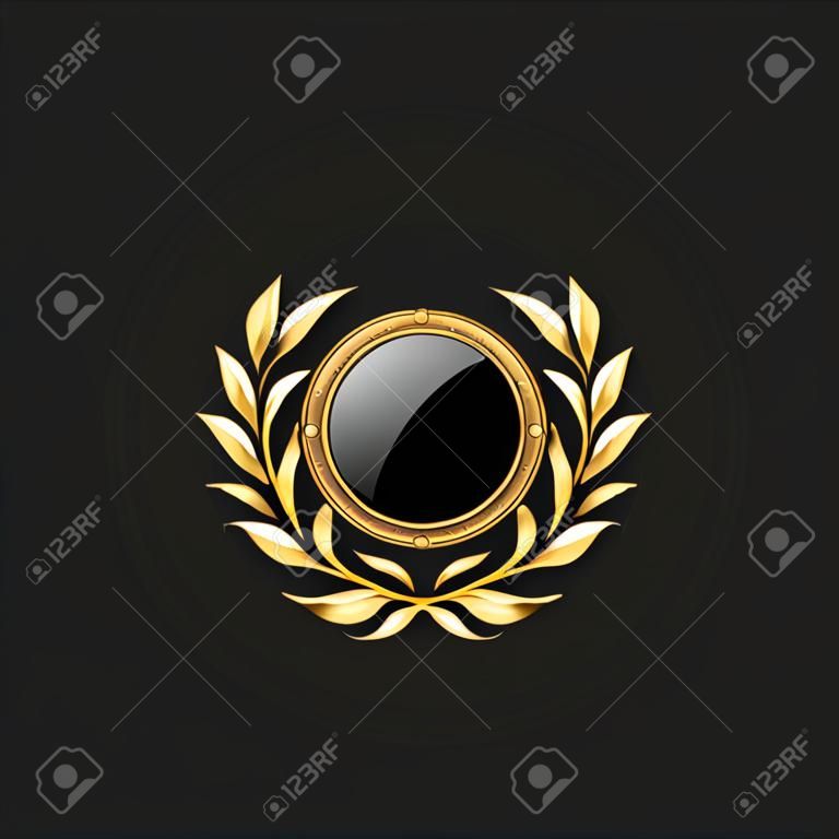 Blank Circle Badge Pin Luxury with Color Gold Design Element Template for logo background