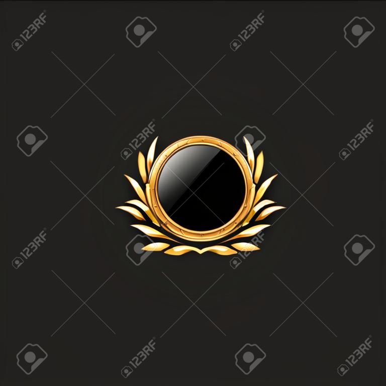 Pino de emblema de círculo em branco Luxo com cor Modelo de elemento de design de ouro para o fundo do logotipo