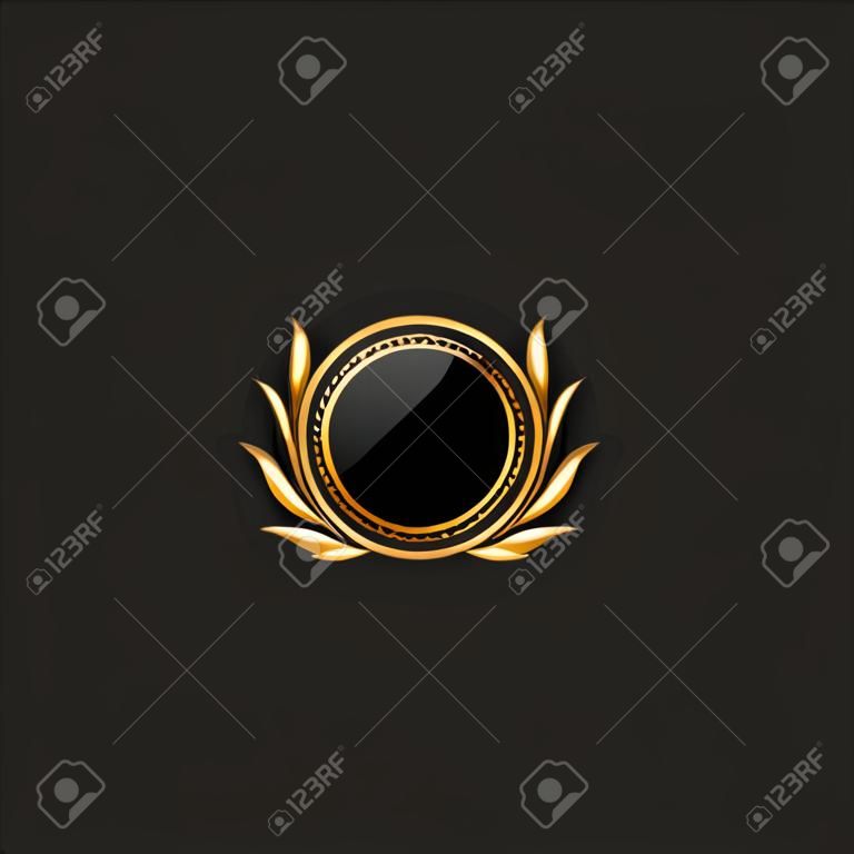 Insignia de círculo en blanco Pin de lujo con plantilla de elemento de diseño de color dorado para el fondo del logotipo