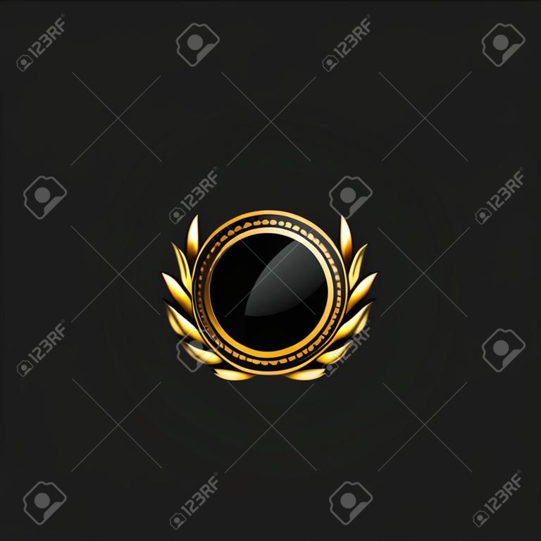Insignia de círculo en blanco Pin de lujo con plantilla de elemento de diseño de color dorado para el fondo del logotipo