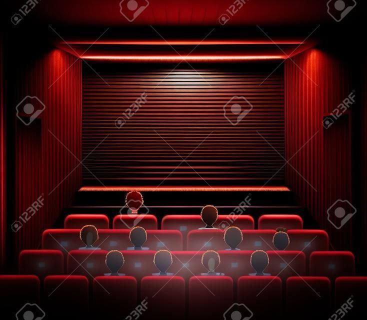 人們看電影在電影院大廳