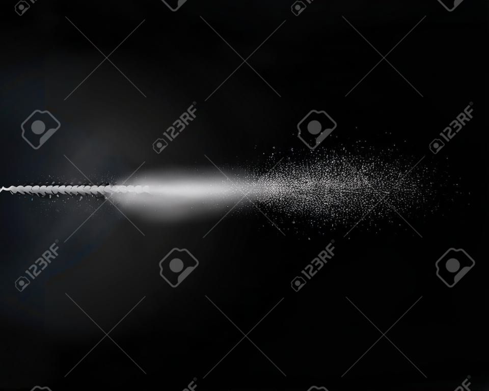 Nebulizzazione spray d'acqua di atomizzatore. Illustrazione vettoriale effetto polvere estetica