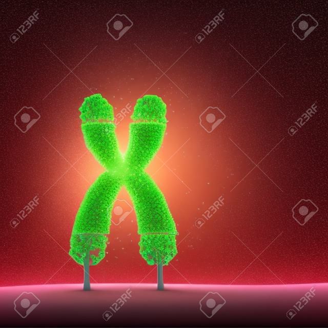 nedeniyle 3D illüstrasyon elemanları ile genetik yaş hasara DNA ve yaşlanma ve daha kısa bir yaşam için bir sembol olarak bir kromozomun uç kapaklar üzerine düşen yaprakları ile bir ağaç olarak telomer tıbbi kavram kısaltılması ile Telomer uzunluğu kaybı.